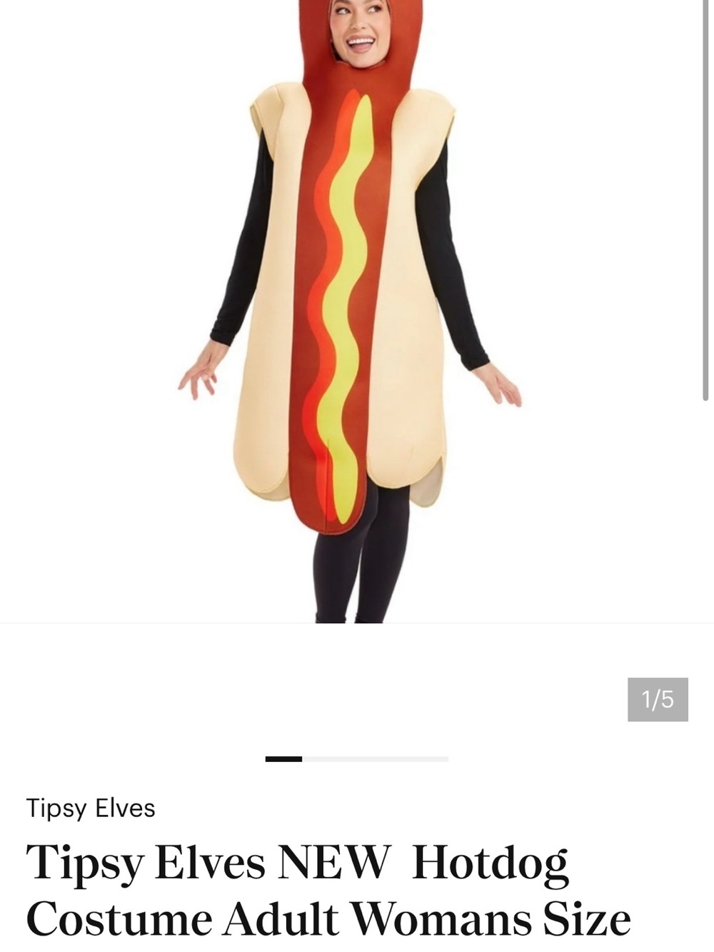 Tipsy Elves Hot Dog Costume - Brown, Cream, Red & Yellow